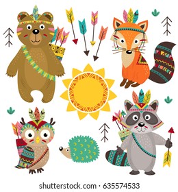 set of isolated tribal animals part 1 - vector illustration, eps