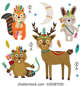 set of isolated tribal animals part 2 - vector illustration, eps
