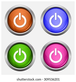 Set of isolated turn on, off glossy vector web buttons. Beautiful internet buttons. 