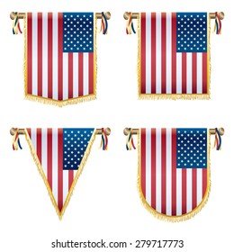 set of isolated united states of america flag hanging decorations
