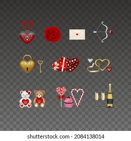 Set of isolated valentine's day elements