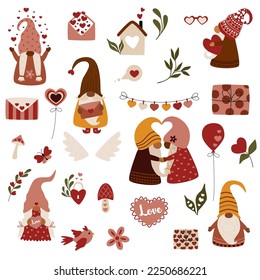 conjunto aislado de valentines day gnome