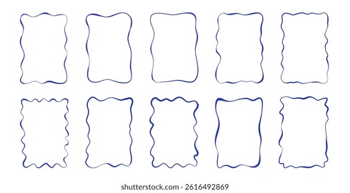 Set of isolated various curly whimsical frames in hand drawn sketch doodle style. Flat vector illustration. Ideal for card, poster, cover, advertising.