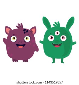 Set of isolated vector characters on white background. Great for Halloween decor, greeting cards, party design, posters, DIY sets. Character design. Cartoon style.