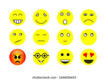 Establezca emoticonos vectoriales aislados en un fondo blanco. conceptos y aplicaciones web