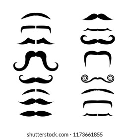 Set of isolated vector facial beards style.Beards and mustaches types.mustache vintage style.