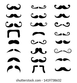 Set of isolated vector facial beards style.Beards and mustaches types.mustache vintage style.