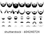 Set of isolated vector facial hair style. Beards and mustaches types. barber big collection. Silhouette vintage beard and mustache. Barber cartoon black beard label. Hipster style barber beard icon.