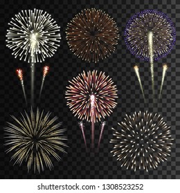 Set of isolated vector fireworks