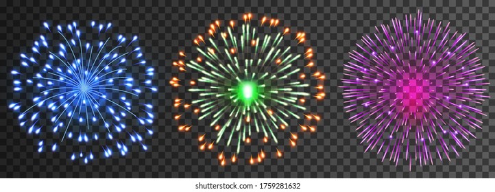 Set of isolated vector fireworks