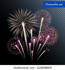 Set of isolated vector fireworks