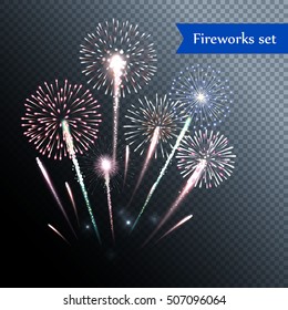 Set of isolated vector fireworks