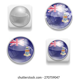 Set Isolated Vector Flag of the Cayman Islands is made in form of realistic volume glass button plastic-based on white background. Use for brochures, element, web site, Illustration, Image, Icon