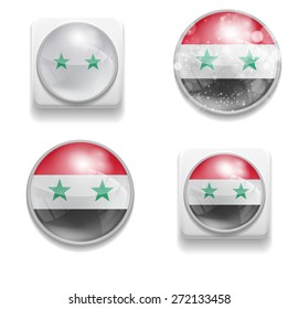 Set Isolated Vector Flag of Serbia is made in form of realistic volume glass button plastic-based on white background for brochures, printed materials, element, web site, Illustration, Image, Icon