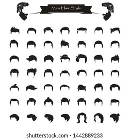 Set of isolated vector Hair style. big barber collection. Silhouette vintage hair cut collection .Vector illustration Design.