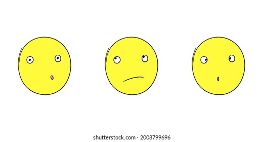 Set of isolated vector illustrations of facial expression on white background