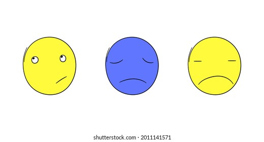 Set of isolated vector illustrations of facial expression on white background