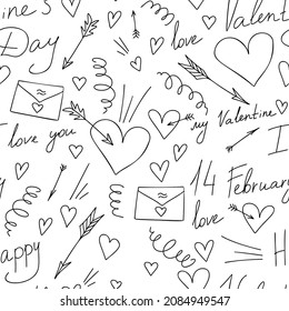 Set of isolated of vector illustrations Valentine's Day 14 february. Vector pattern on a transparent background