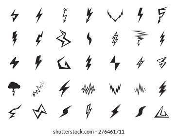 Set of isolated vector lightning icons 