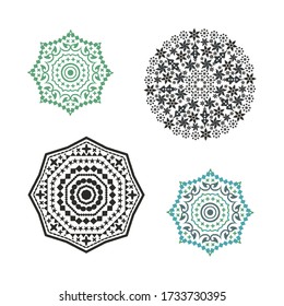 Set von isolierten Vektor mandala Kunst. Sammlung von ethnischen Design. Schwarze Farbmotiv Abbildung.