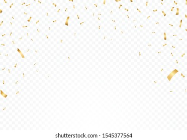 Set of Isolated Vector Party Editable Golden Elements on Transparent or White Background