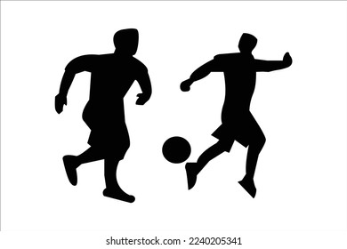 Juego de siluetas vectoriales aisladas, jugadores de fútbol, grupo de futbolistas