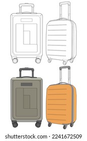Set of isolated vector suitcase . Vector art for coloring book. Vector illustration suitcase on white background.

