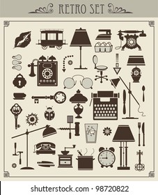 A set of isolated vector vintage objects