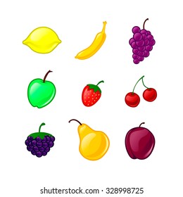 set of isolated vector-style fruits