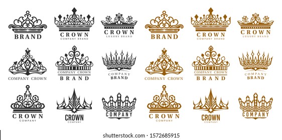 Set of isolated vintage crowns for company brand