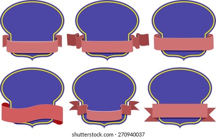 set of isolated vintage frames with ribbon