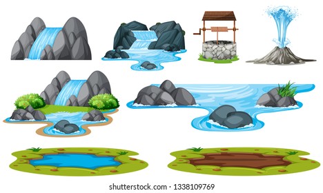 Set of isolated water element illustration