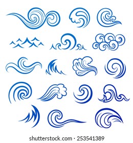 Set of isolated wave icons for your business
