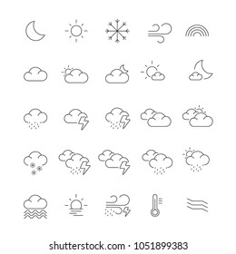 Set Of Isolated Weather Line Icons