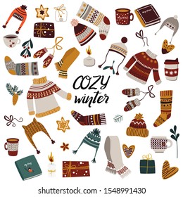 set of isolated winter elements - vector illustration, eps