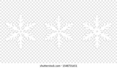 Set of isolated winter snowflake. Element for Christmas poster on transparent background. Vector Illustration snow icon