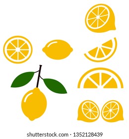 Set of isolated yellow icons on lemon lime theme