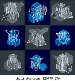 Set Isometric Abstract Vector Geometric Shapes Stock Vector (Royalty ...