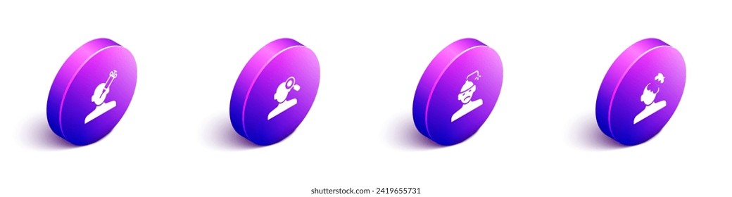 Set Isometric Addiction to the drug, Finding a problem in psychology, Concussion, headache and Solution icon. Vector