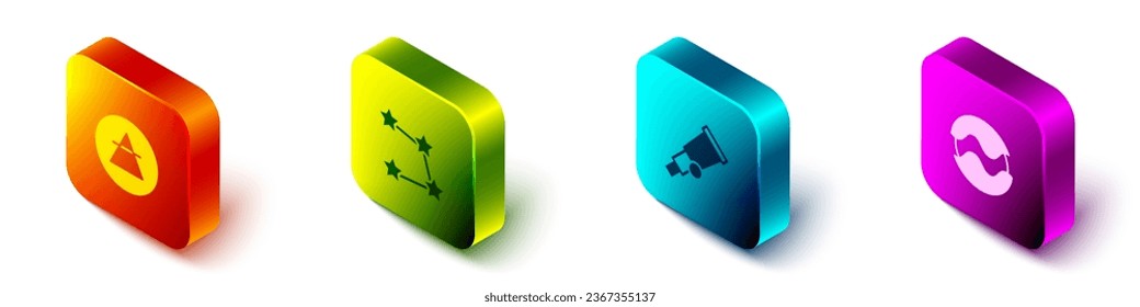 Set Isometric Air element, Star constellation zodiac, Telescope and Planet icon. Vector
