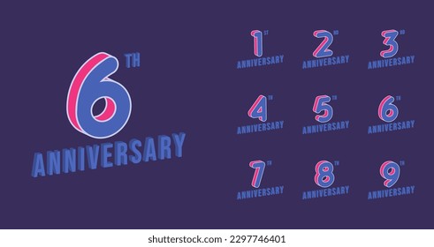 Set of isometric anniversary logo. Anniversary number with 3d style. Creative birthday celebration vector template