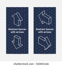 Set of isometric arrows with grid banners or booklet for modern business design