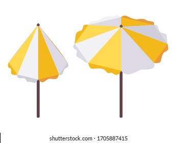 Set of isometric beach tanning umbrella