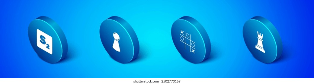 Set Isometric Bingo, Tic tac toe game, Chess and Chip for board icon. Vector