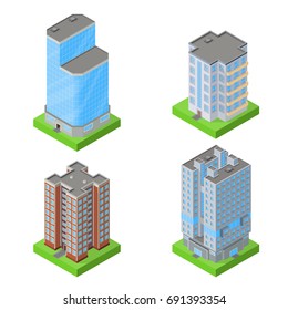 Set of isometric block houses