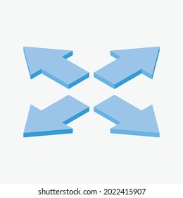 Set of isometric blue arrows for navigation concept vector illustration