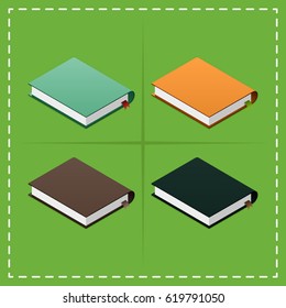 Set of isometric books vector illustration.