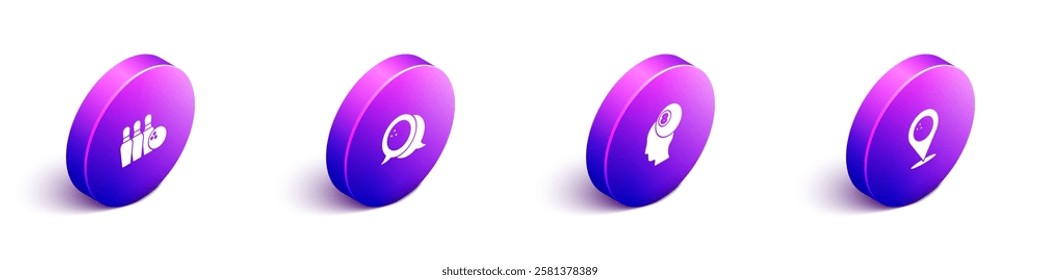 Set Isometric Bowling pin and ball, , Billiard and Location with bowling icon. Vector