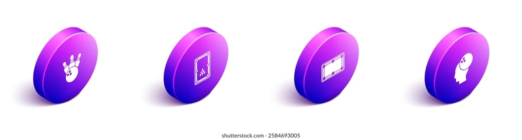 Set Isometric Bowling pin and ball, Billiard table,  and  icon. Vector