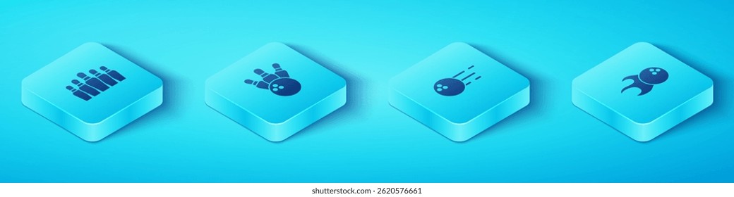 Set Isometric Bowling pin, and ball,  and  icon. Vector